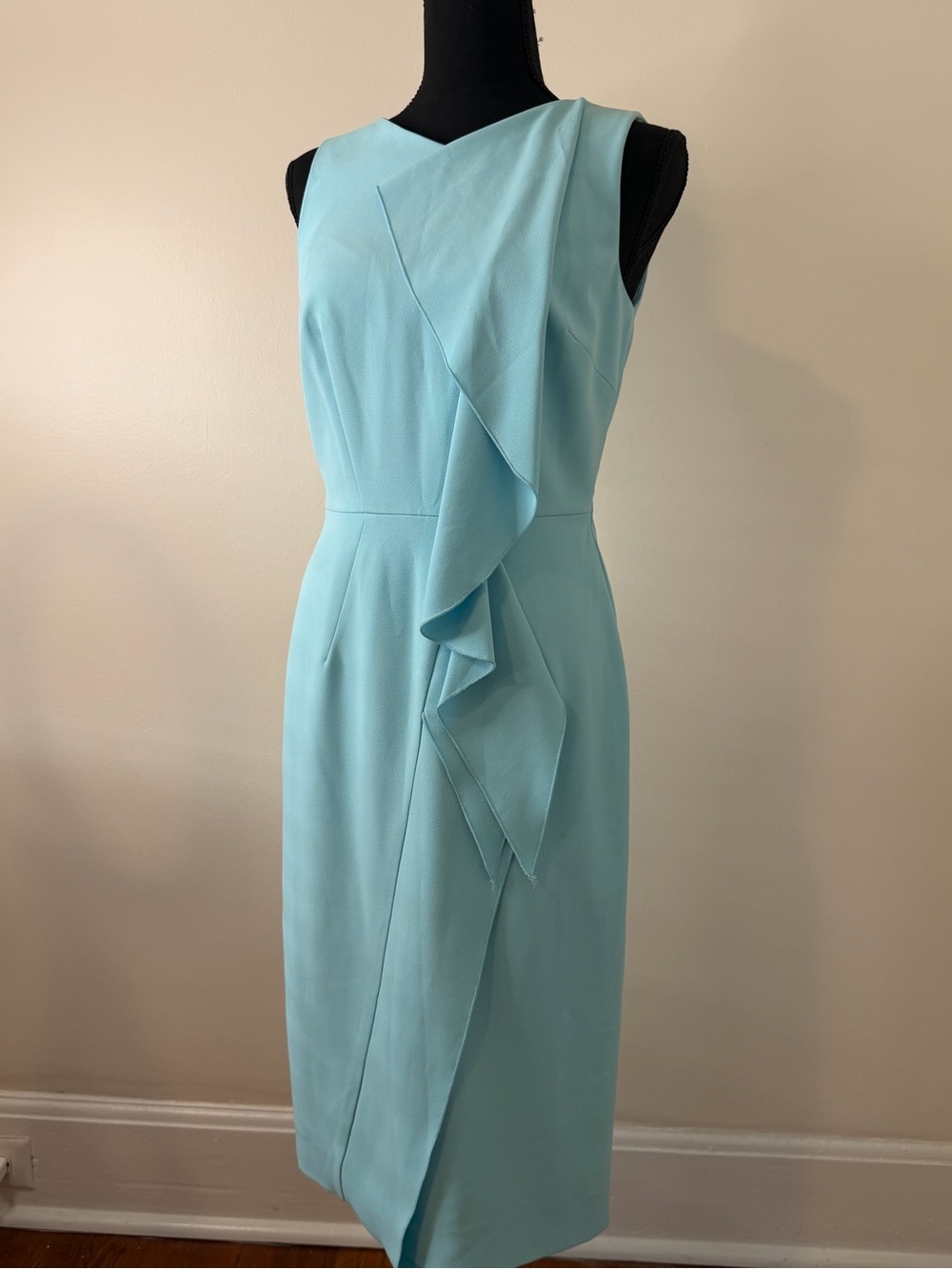 Antonio Melani Sleeveless Light Blue Ruffle Sheath Dress